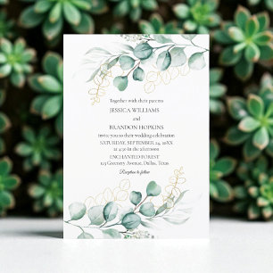 Botanical Eucalyptus Rustic Boho Greenery Wedding Invitation