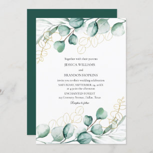 Botanical Eucalyptus Rustic Greenery Wedding Invitation