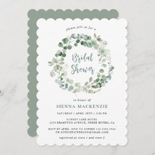 Botanical Eucalyptus Sage Green Bridal Shower Invitation
