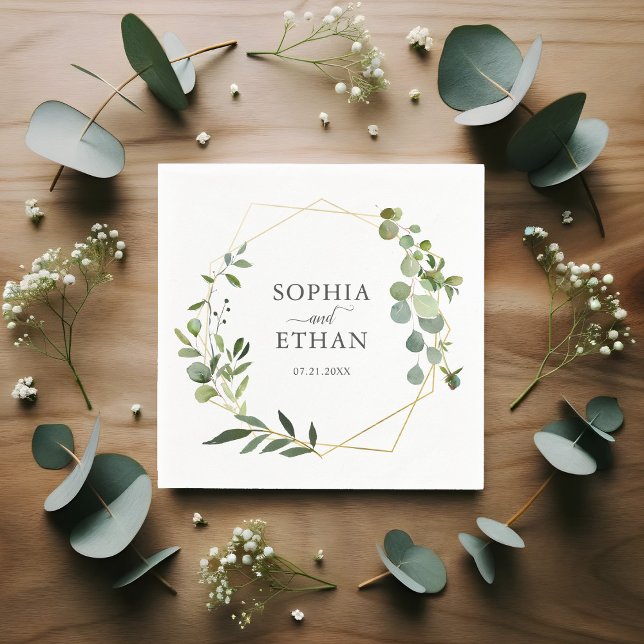 Botanical Eucalyptus Script Wedding Napkin (Creator Uploaded)