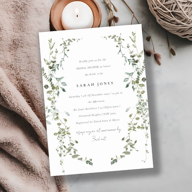 Botanical Eucalyptus Watercolor Bridal Shower Invitation (Creator Uploaded)
