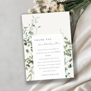 Botanical Eucalyptus Watercolor Bridal Shower Thank You Card