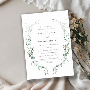 Botanical Eucalyptus Watercolor Couples Shower Invitation