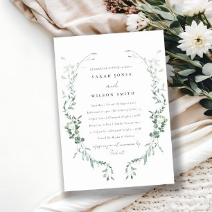 Botanical Eucalyptus Watercolor Rehearsal Dinner Invitation