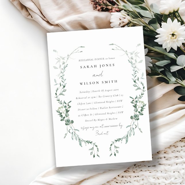 Botanical Eucalyptus Watercolor Rehearsal Dinner Invitation (Creator Uploaded)