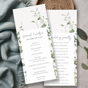 Botanical Eucalyptus Watercolor Wedding Program