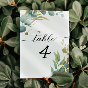 Botanical Eucalyptus Wedding Table Number