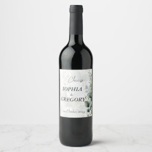 Botanical Eucalyptus Wedding Wine Bottle Label Set