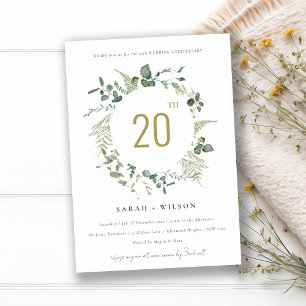 Botanical Eucalyptus Wreath Wedding Anniversary Invitation