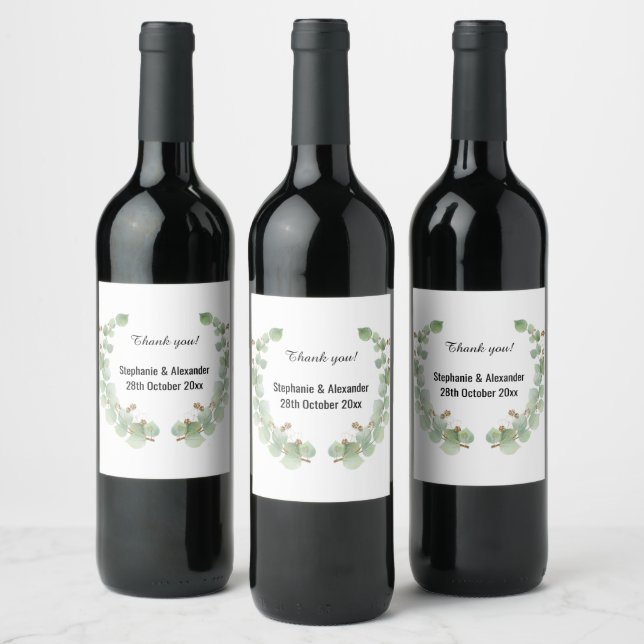 BOTANICAL EUCALYPTUS WREATH WINE LABEL (Bottles)
