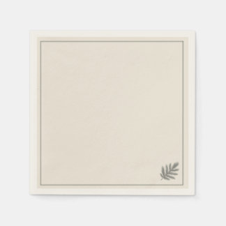 Botanical Evergreen Minimalist | Neutral Rustic Napkin