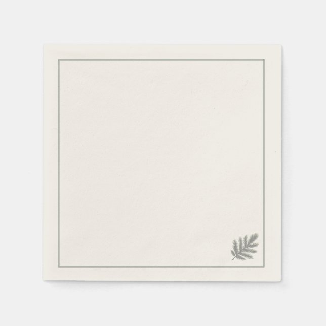 Botanical Evergreen Minimalist | Neutral Rustic  Napkin (Front)