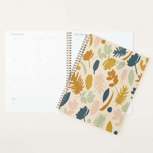 Botanical Fall Flowers and Leaves Pattern Planner (Display)