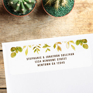 Botanical Fall Foliage Return Address  Label