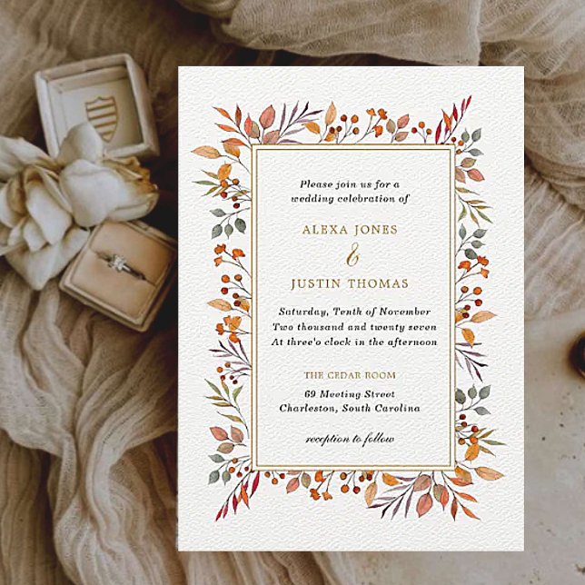 Botanical Fall Foliage Wedding  Invitation (Creator Uploaded)