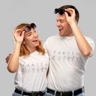 Botanical FAMILY Elegant Minimalist Floral T-Shirt