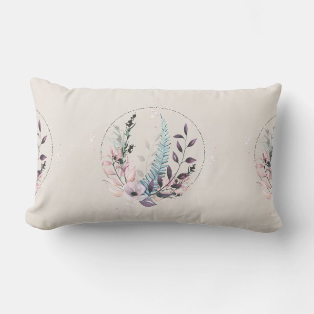 Botanical Fantasy on Cream Lumbar Cushion (Front)