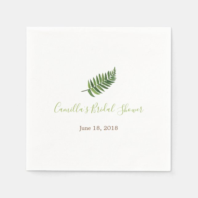 Botanical Fern Bridal Shower Cocktail Napkin (Front)