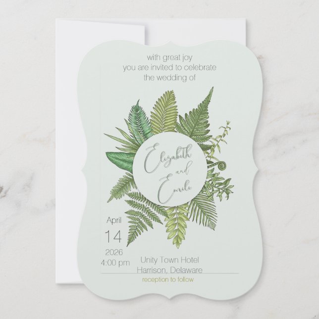 Botanical Fern Flat Wedding Invitation (Front)