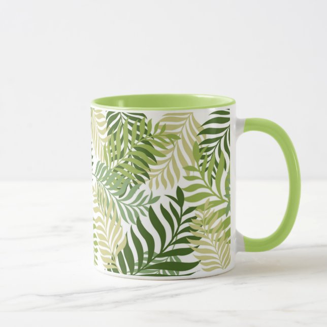 Botanical Fern Leaves Pattern on white Mug (Right)