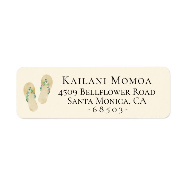 Botanical Flip Flops Return Address Label (Front)