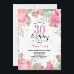 Botanical Floral 30th Birthday Invitation<br><div class="desc">Botanical Floral 30th Birthday Invitation. Floral Pink Peonies Birthday Invitation for Women. Watercolor Floral Flower. Elegant Pink Rose and Peony Flowers. Adult Birthday. White Background. Black and White. 13th 15th 16th 18th 20th 21st 30th 40th 50th 60th 70th 80th 90th 100th, Any Ages. For further customisation, please click the "Customise...</div>