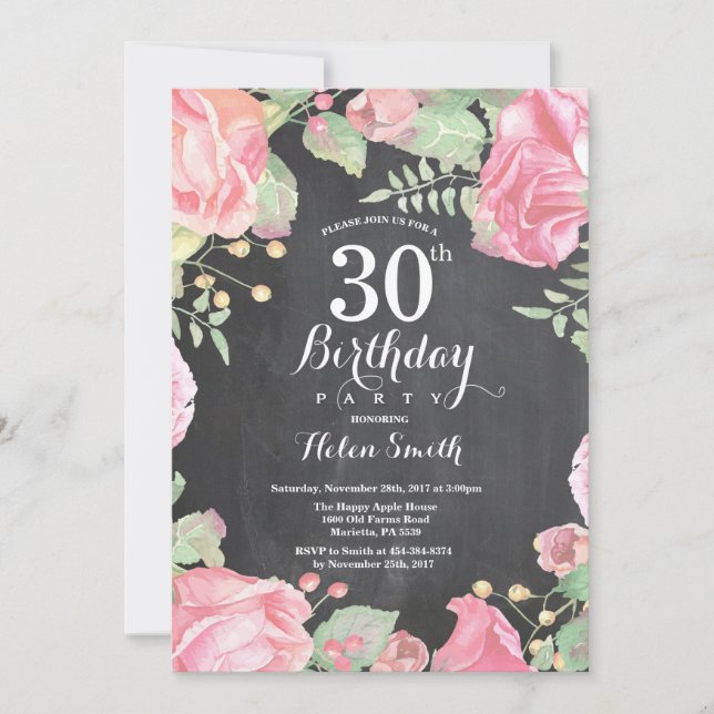 Botanical Floral 30th Birthday Invitation (Front)