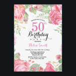Botanical Floral 50th Birthday Invitation<br><div class="desc">Botanical Floral 50th Birthday Invitation. Floral Pink Peonies Birthday Invitation for Women. Watercolor Floral Flower. Elegant Pink Rose and Peony Flowers. Adult Birthday. White Background. Black and White. 13th 15th 16th 18th 20th 21st 30th 40th 50th 60th 70th 80th 90th 100th, Any Ages. For further customisation, please click the "Customise...</div>