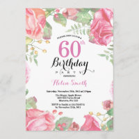 Botanical Floral 60th Birthday Invitation