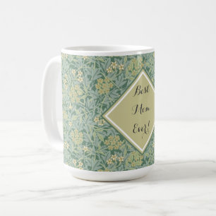 Botanical Floral Antique Pattern Teal and Yellow Coffee Mug