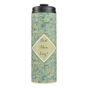 Botanical Floral Antique Pattern Teal and Yellow Thermal Tumbler