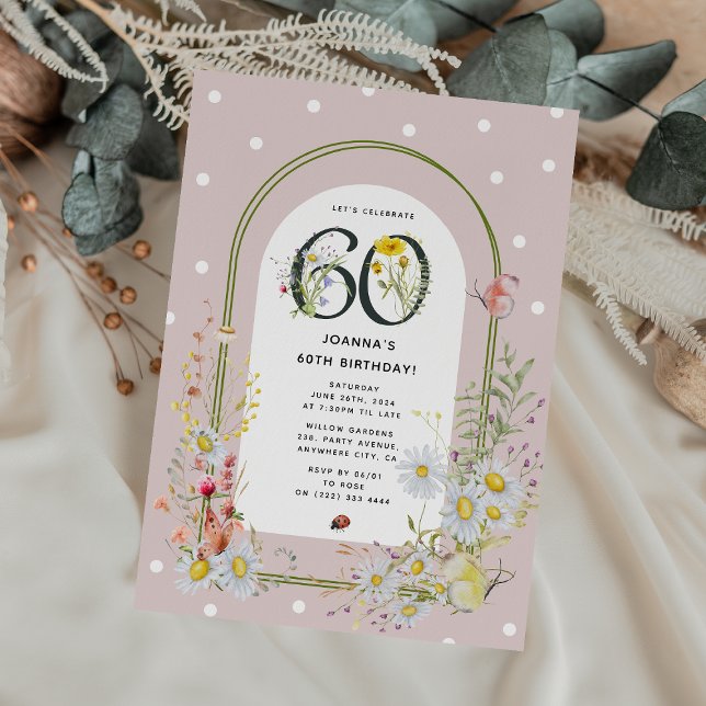 Botanical Floral Arch 60th Birthday Party Invitation (Creator Uploaded)