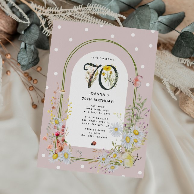 Botanical Floral Arch 70th Birthday Party Invitation (Creator Uploaded)