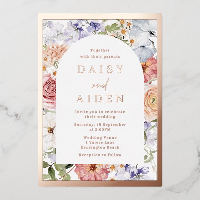 Botanical Floral Arch Wedding Rose Gold (Front)