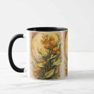 Botanical floral art   vintage flower illustration mug