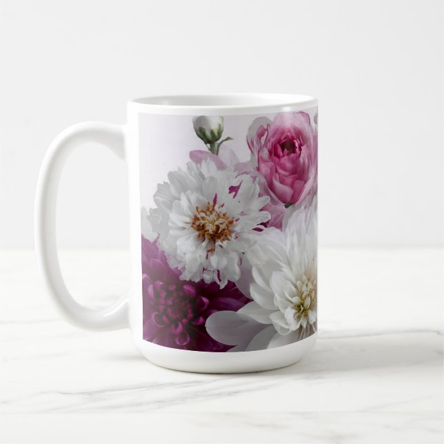 Botanical Floral Artwork on Coffee Cup – Elegant N (Left)