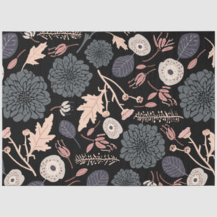 Botanical Floral Black Pink Tissue Paper