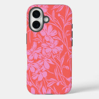 Botanical Floral Boho Art Design in Pink and Red