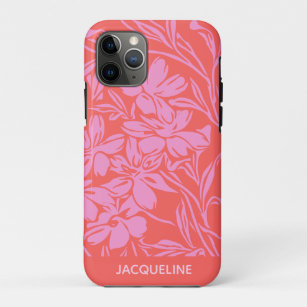 Botanical Floral Boho Art in Pink Red Personalised Case-Mate iPhone Case
