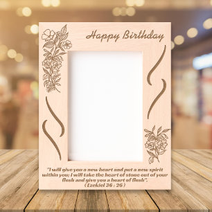 Botanical Floral Bouquet Birthday Holy Bible Verse Etched Frames