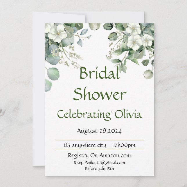 Botanical floral bridal shower  save the date (Front)