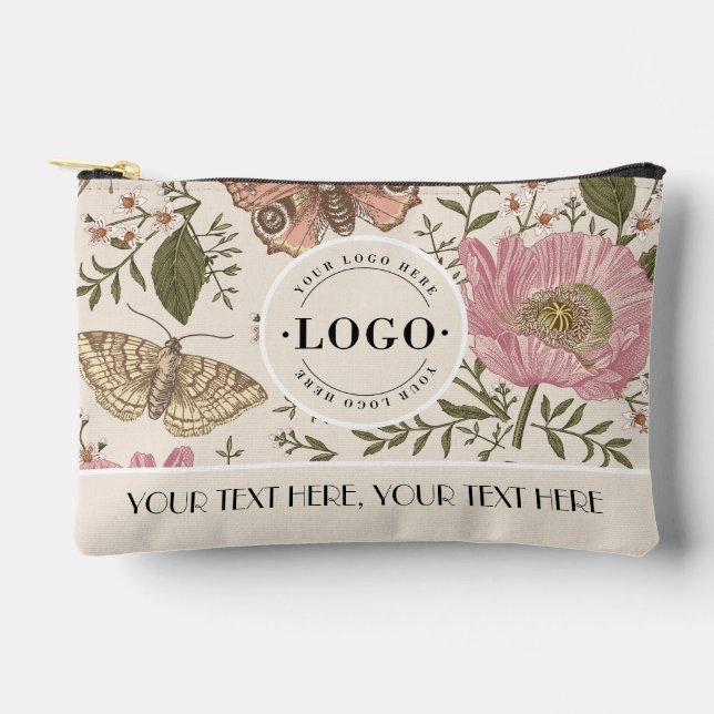 Botanical Floral Business Logo Company Corporate Accessory Pouch (Front)