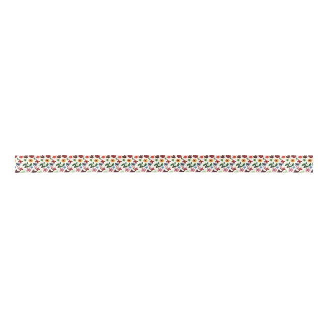 Botanical Floral Butterfly Satin Ribbon (Front)