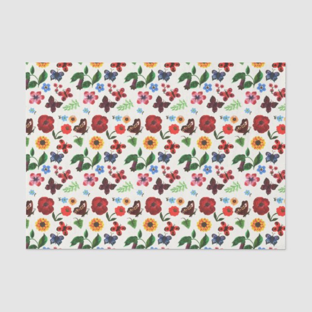 Botanical Floral Butterfly Tissue Paper (Front)