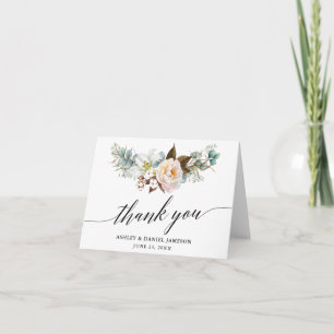 Botanical Floral Calligraphy Wedding Note Thank You Card