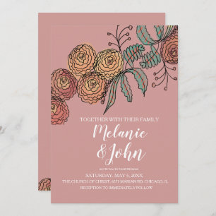 Botanical Floral Carnation Greenery Wedding Invitation