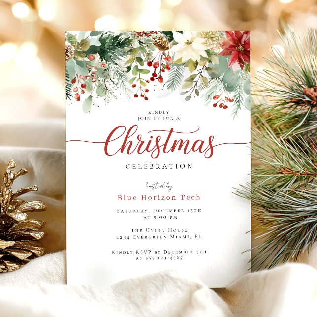 Botanical Floral Christmas Party Invitation (Creator Uploaded)