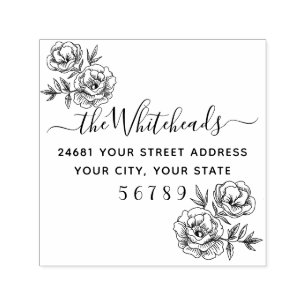 Botanical Floral Cluster Address Self-inking Stamp