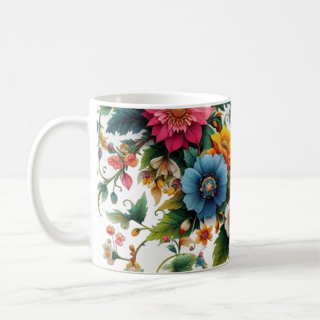 Botanical floral coffee mug  (Left)