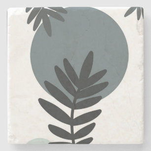 Botanical floral design stone coaster